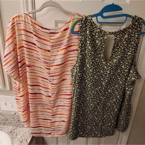 BUNDLE STRIPED and floral shirts plus‎ size 2X - Picture 2 of 9